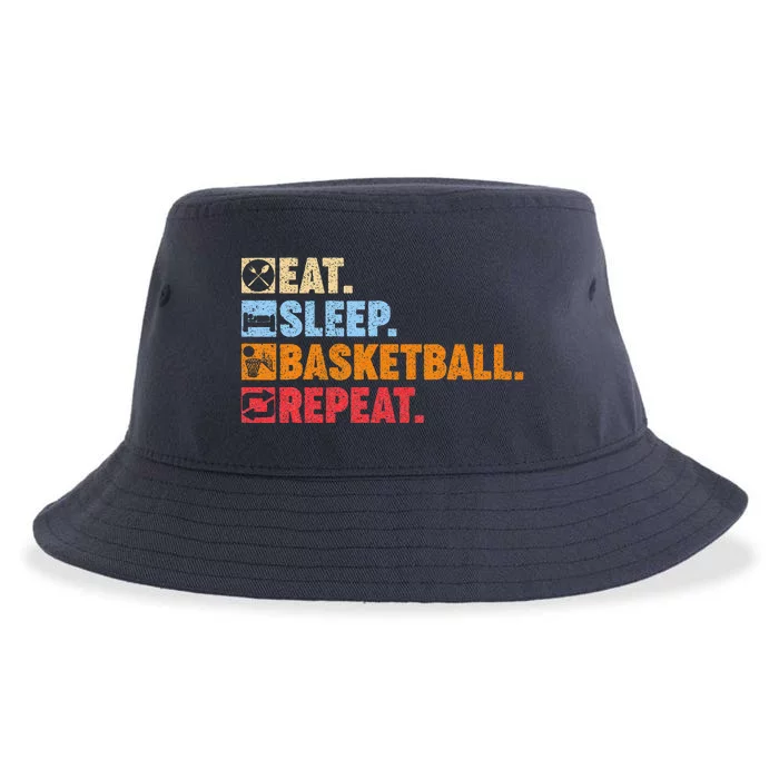 Eat Sleep Basketball Repeat Sustainable Bucket Hat