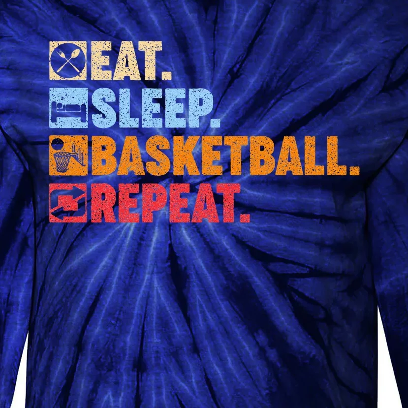 Eat Sleep Basketball Repeat Tie-Dye Long Sleeve Shirt