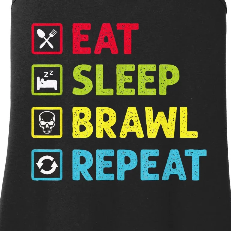 Eat Sleep Brawl Repeat Funny Video Gamer Gaming Ladies Essential Tank