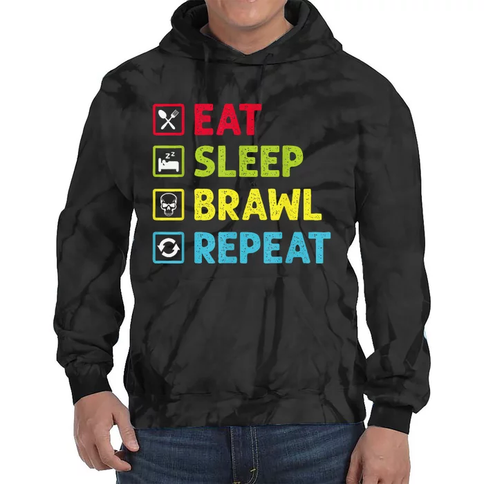 Eat Sleep Brawl Repeat Funny Video Gamer Gaming Tie Dye Hoodie