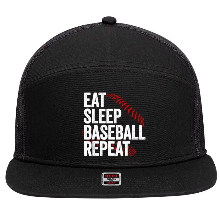 Eat Sleep Baseball Repeat 7 Panel Mesh Trucker Snapback Hat