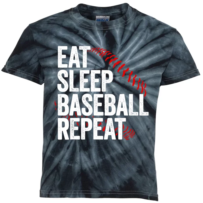 Eat Sleep Baseball Repeat Kids Tie-Dye T-Shirt