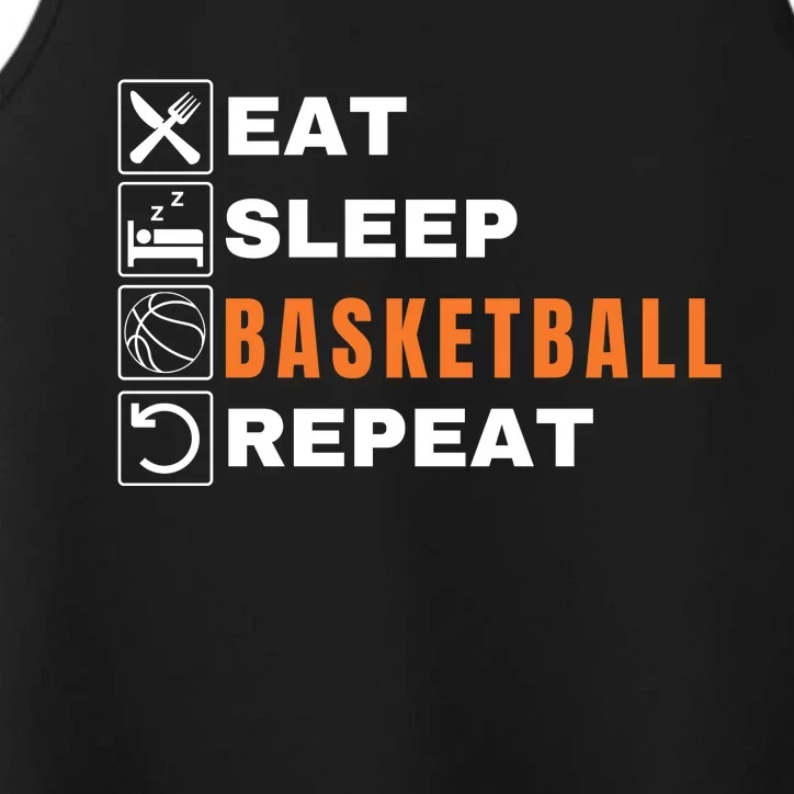 Eat Sleep Basketball Repeat, Sports Player, Funny Basketball Performance Tank