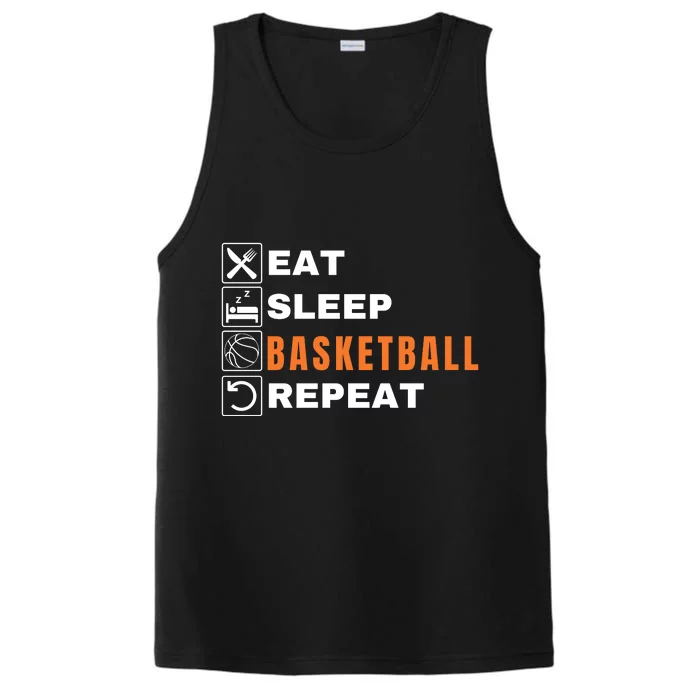 Eat Sleep Basketball Repeat, Sports Player, Funny Basketball Performance Tank