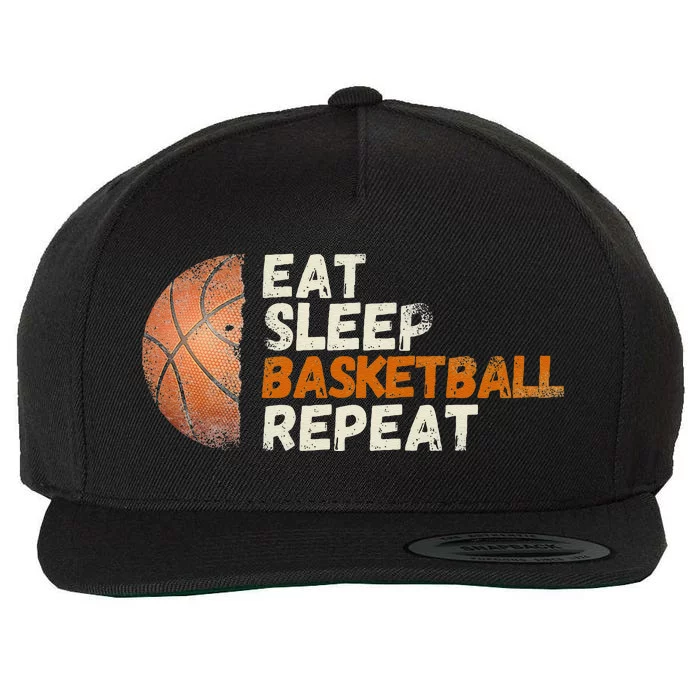 Eat Sleep Basketball Repeat Fun Basketball Fans Wool Snapback Cap