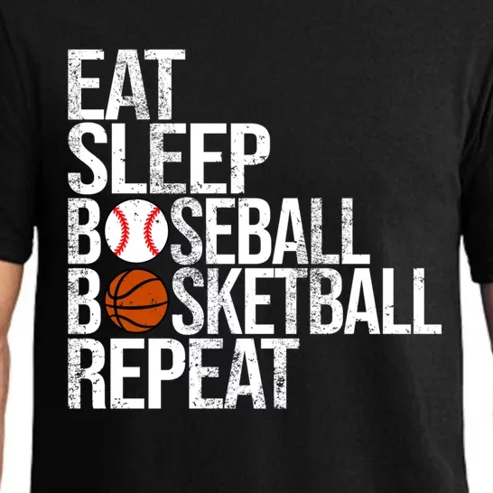 Eat Sleep Baseball Basketball Repeat Funny Ball Pajama Set