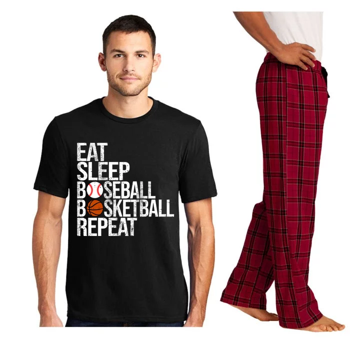 Eat Sleep Baseball Basketball Repeat Funny Ball Pajama Set