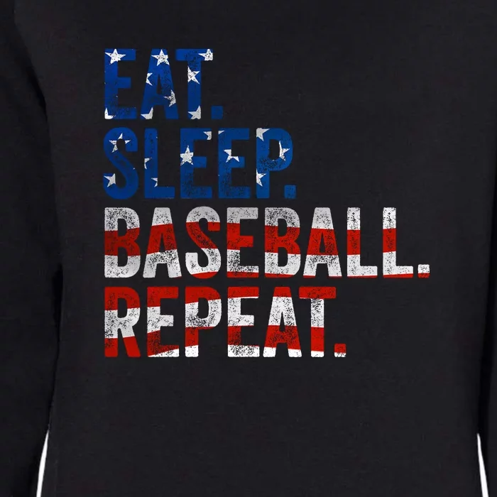 Eat Sleep Baseball Repeat Womens California Wash Sweatshirt