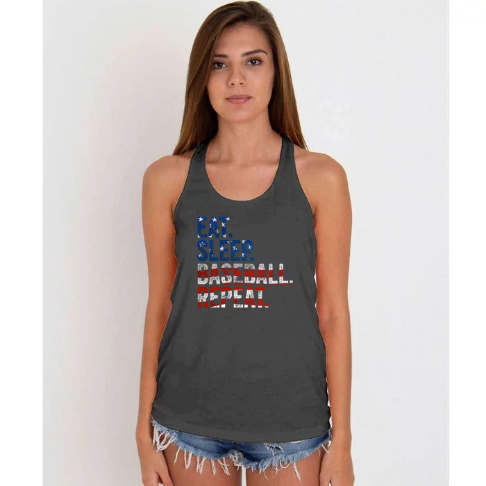 Eat Sleep Baseball Repeat Women's Knotted Racerback Tank