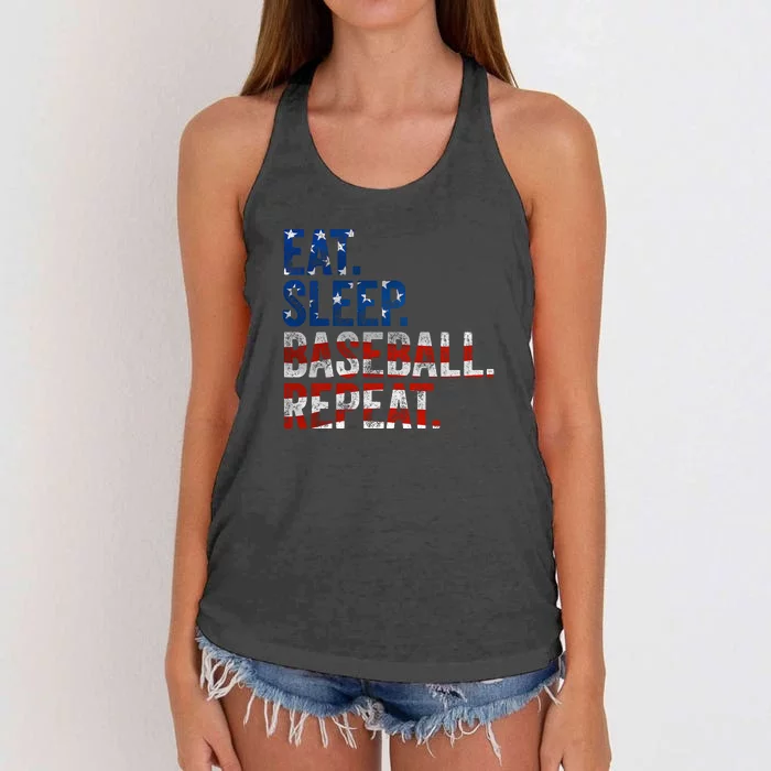 Eat Sleep Baseball Repeat Women's Knotted Racerback Tank