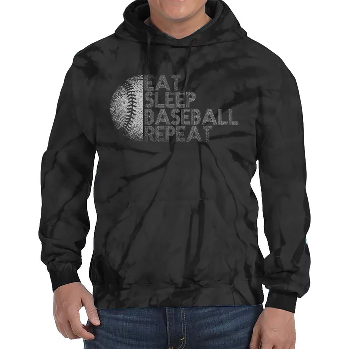 Eat Sleep Baseball Repeat Baseball Player Funny Baseball Tie Dye Hoodie