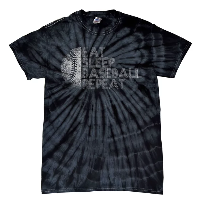 Eat Sleep Baseball Repeat Baseball Player Funny Baseball Tie-Dye T-Shirt