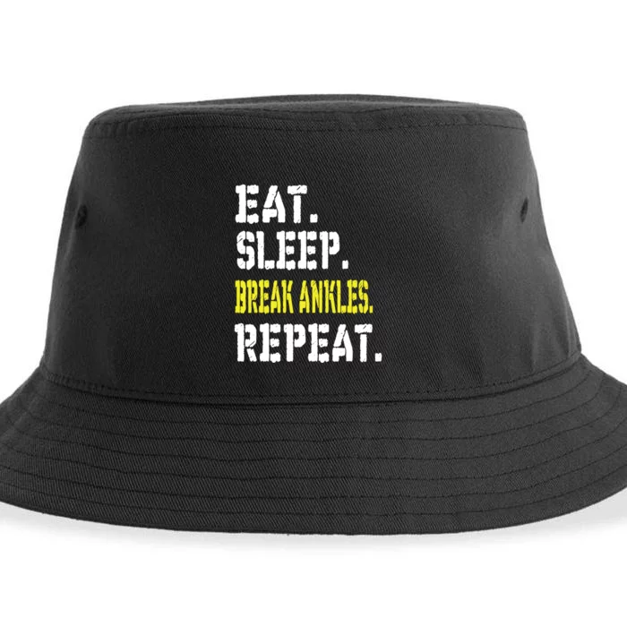 Eat Sleep Break Ankles Repeat Funny Basketball Gift Sustainable Bucket Hat