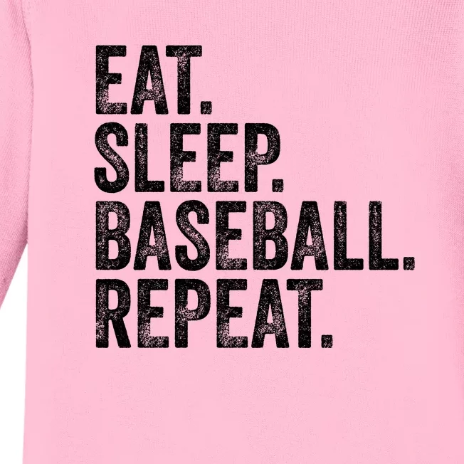 Eat Sleep Baseball Repeat Baby Long Sleeve Bodysuit