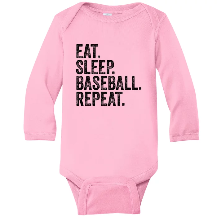 Eat Sleep Baseball Repeat Baby Long Sleeve Bodysuit