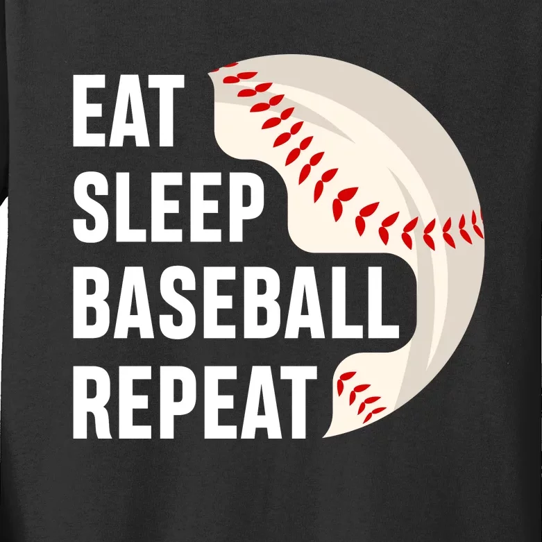 Eat Sleep Baseball Repeat Baseball Player Funny Baseball Kids Long Sleeve Shirt