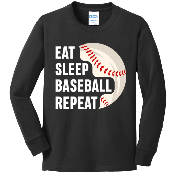 Eat Sleep Baseball Repeat Baseball Player Funny Baseball Kids Long Sleeve Shirt