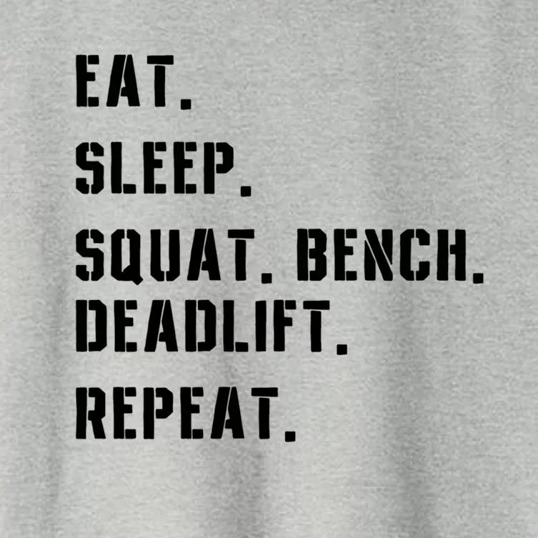 Eat Sleep Bench Squat Deadlift Repeat Fitness Gym Workout Gift Women's Crop Top Tee