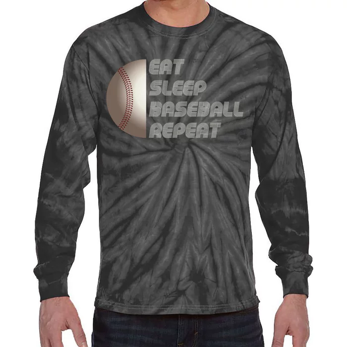 Eat Sleep Baseball Repeat Baseball Player Funny Baseball Tie-Dye Long Sleeve Shirt