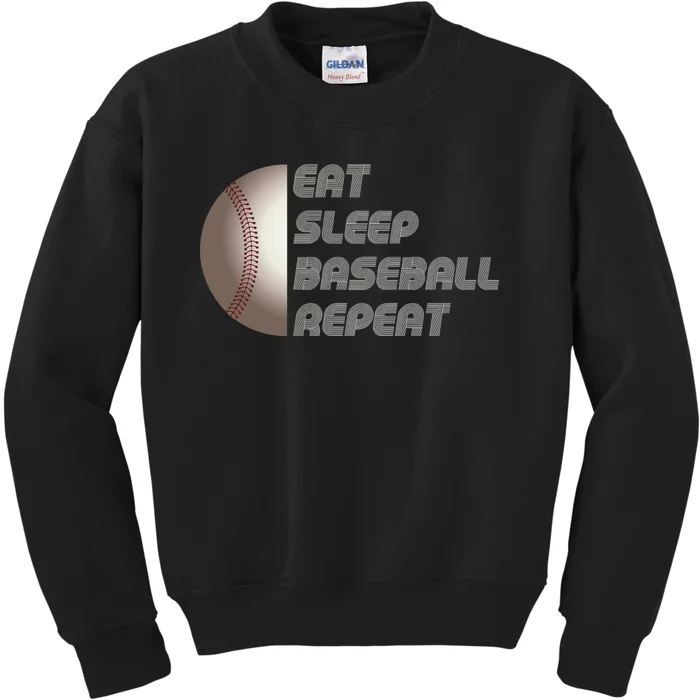 Eat Sleep Baseball Repeat Baseball Player Funny Baseball Kids Sweatshirt