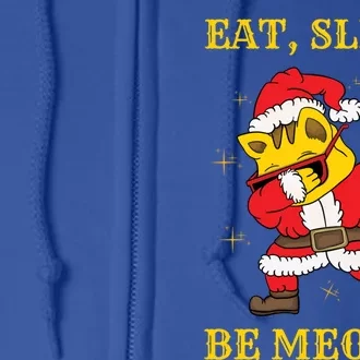 Eat Sleep Be Meowy Funny Santa Claus Dabbing Cat Pun Xmas Gift Full Zip Hoodie