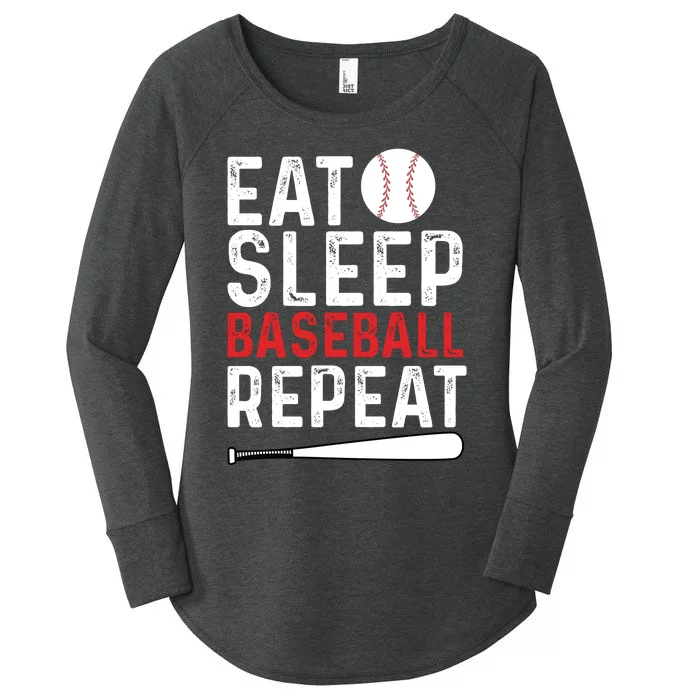 Eat Sleep Baseball Repeat Baseball Player Funny Baseball Women's Perfect Tri Tunic Long Sleeve Shirt