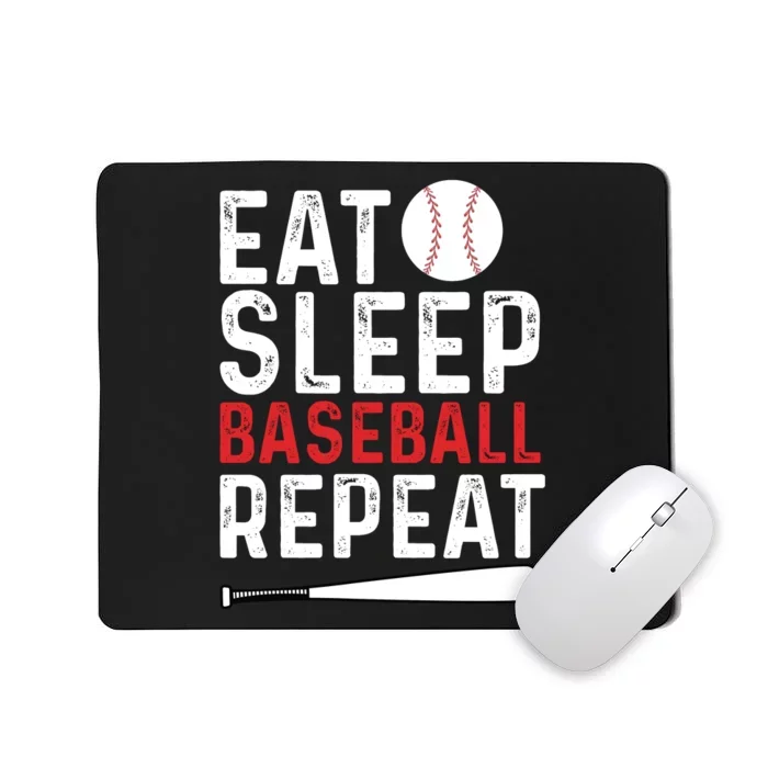 Eat Sleep Baseball Repeat Baseball Player Funny Baseball Mousepad