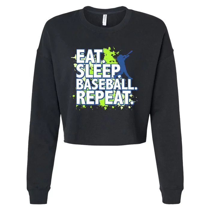 Eat Sleep Baseball Repeat Cropped Pullover Crew