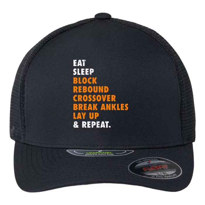 Eat Sleep Basketball Repeat Funny Gift For Basketball Player Flexfit Unipanel Trucker Cap