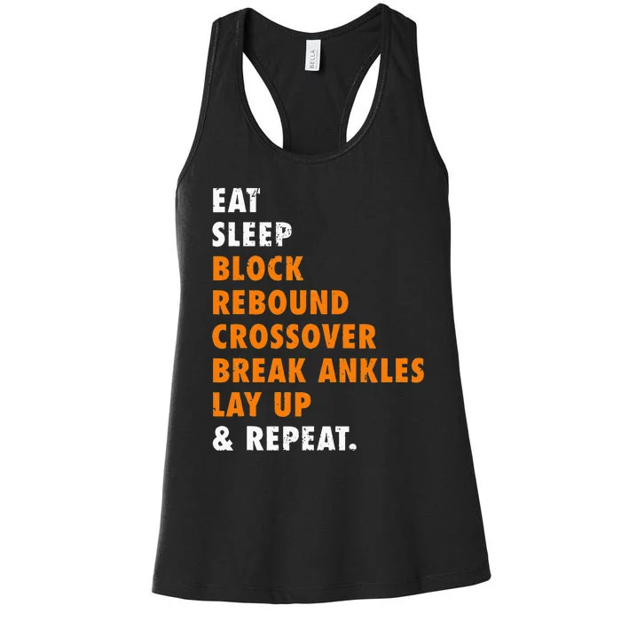 Eat Sleep Basketball Repeat Funny Gift For Basketball Player Women's Racerback Tank