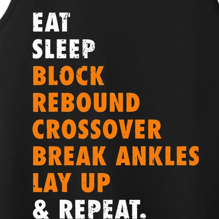 Eat Sleep Basketball Repeat Funny Gift For Basketball Player Performance Tank