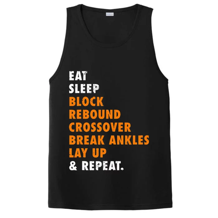 Eat Sleep Basketball Repeat Funny Gift For Basketball Player Performance Tank