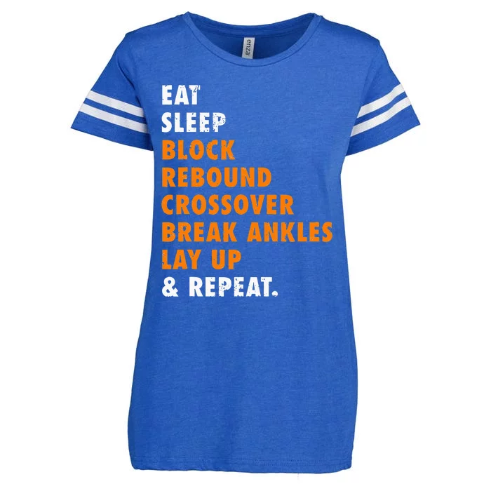 Eat Sleep Basketball Repeat Funny Gift For Basketball Player Enza Ladies Jersey Football T-Shirt