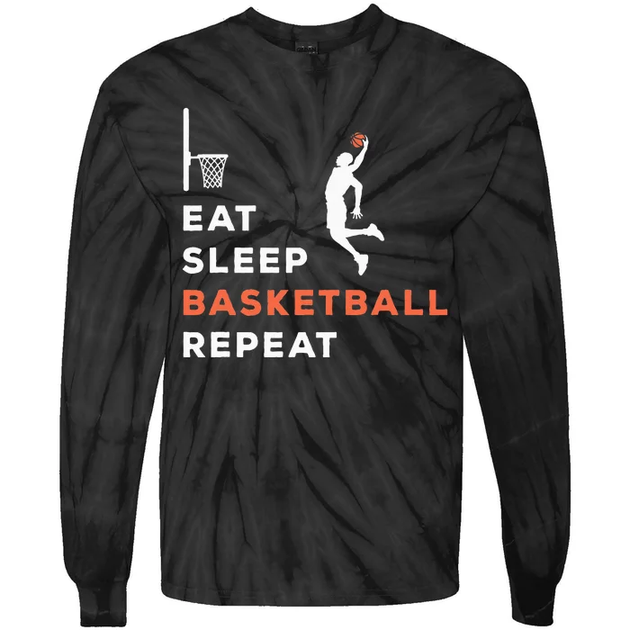 Eat Sleep Basketball Repeat Player Coach Hooper Tie-Dye Long Sleeve Shirt