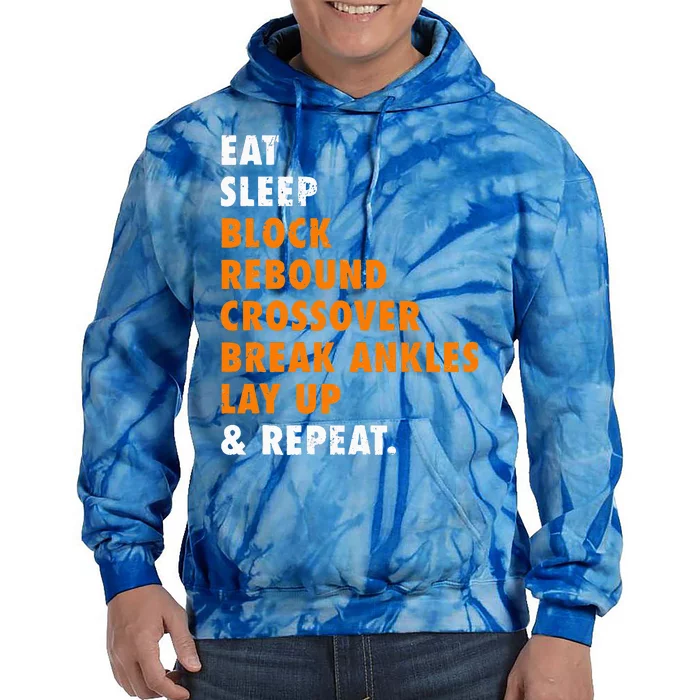 Eat Sleep Basketball Repeat Funny Gift For Basketball Player Tie Dye Hoodie