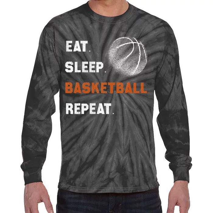 Eat Sleep Basketball Repeat Tie-Dye Long Sleeve Shirt