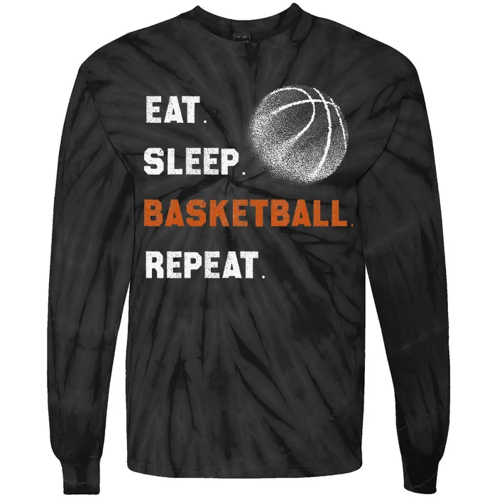 Eat Sleep Basketball Repeat Tie-Dye Long Sleeve Shirt