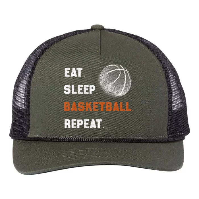 Eat Sleep Basketball Repeat Retro Rope Trucker Hat Cap