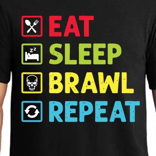 Eat Sleep Brawl Repeat Funny Video Gamer Gaming Pajama Set