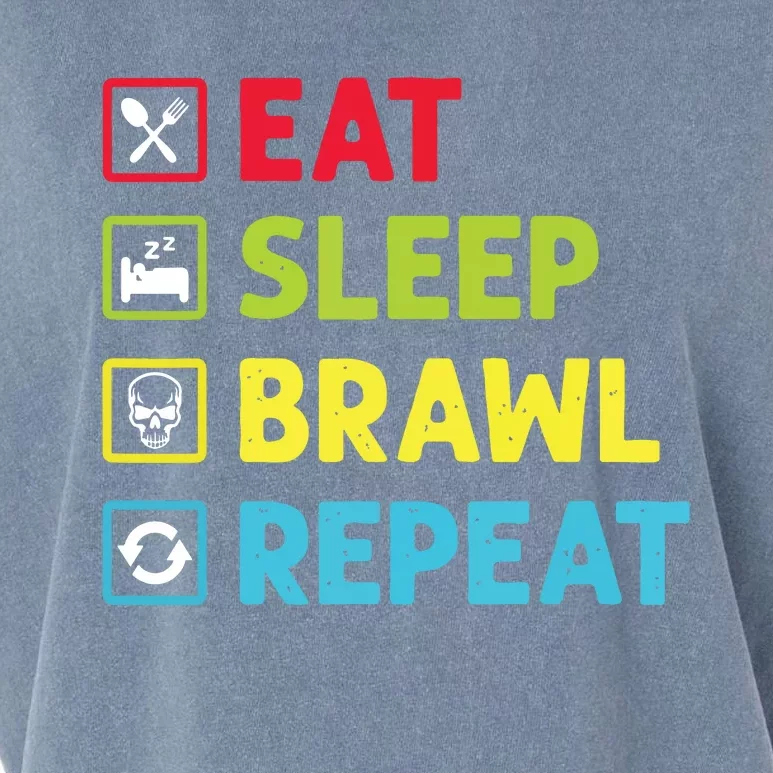 Eat Sleep Brawl Repeat Funny Video Gamer Gaming Garment-Dyed Women's Muscle Tee