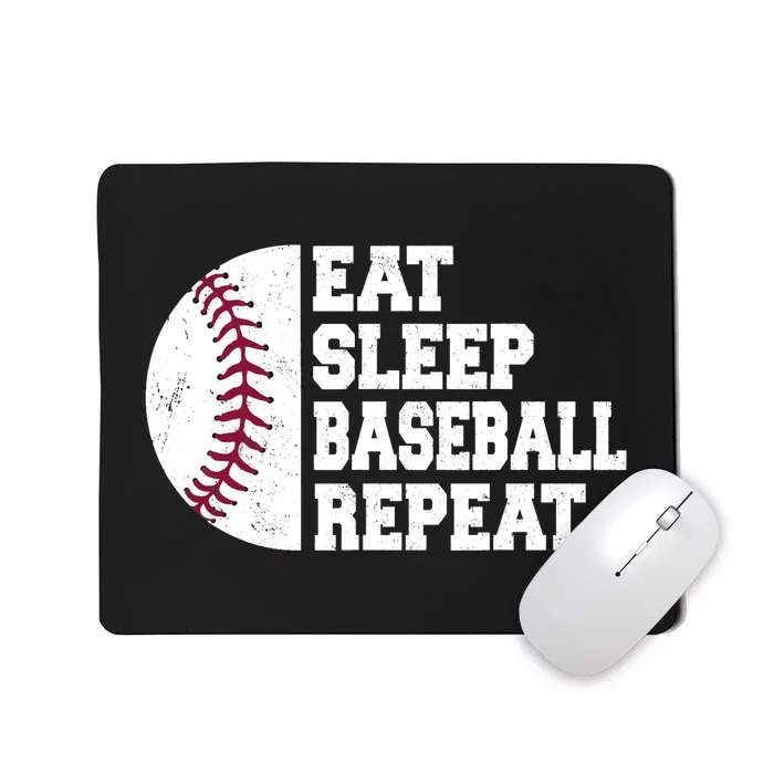 Eat Sleep Baseball Repeat Baseball Player Funny Baseball Mousepad