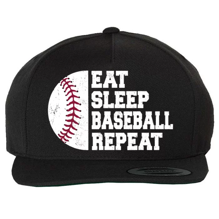 Eat Sleep Baseball Repeat Baseball Player Funny Baseball Wool Snapback Cap