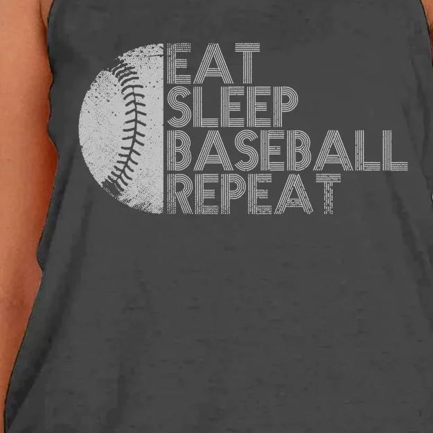 Eat Sleep Baseball Repeat Baseball Player Funny Baseball Women's Knotted Racerback Tank