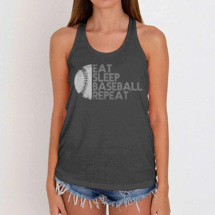 Eat Sleep Baseball Repeat Baseball Player Funny Baseball Women's Knotted Racerback Tank