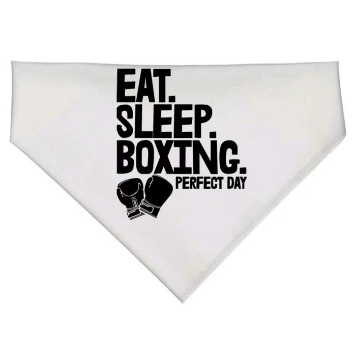 Eat Sleep Boxing Perfect Day Funny Wo Boxing Sports Love Premium USA-Made Doggie Bandana