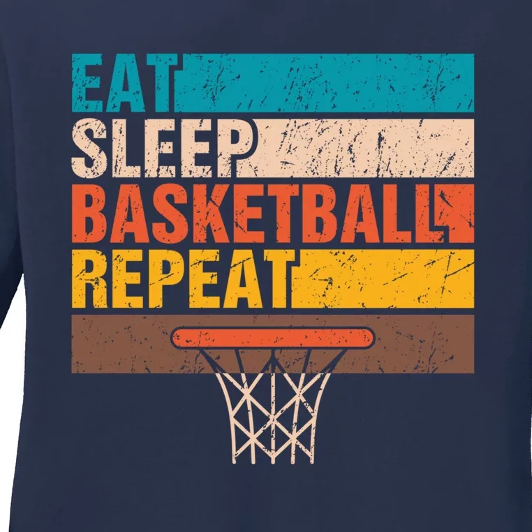 Eat. Sleep. Basketball. Repeat. Basketball Youths Bball Ladies Long Sleeve Shirt