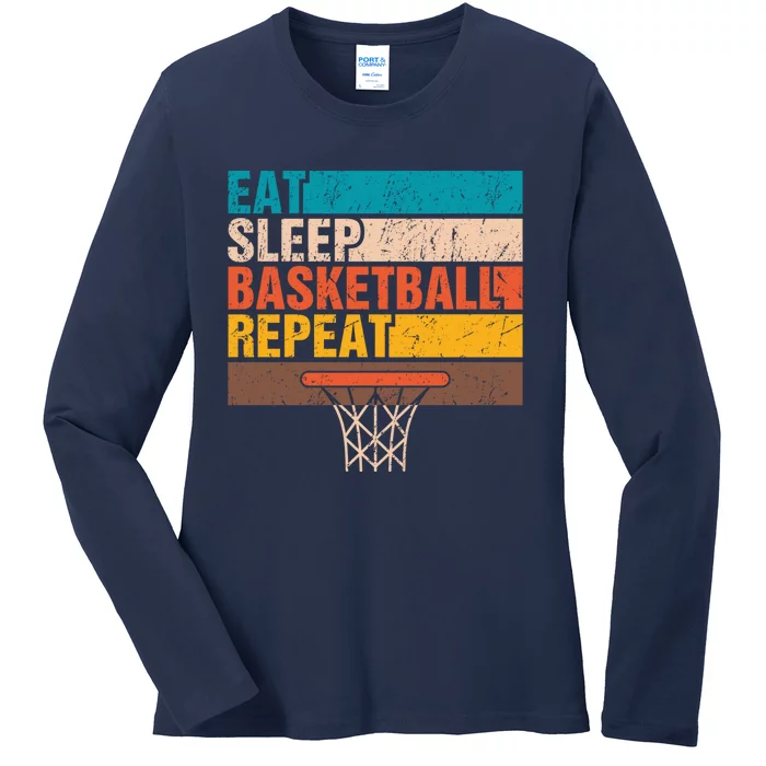 Eat. Sleep. Basketball. Repeat. Basketball Youths Bball Ladies Long Sleeve Shirt