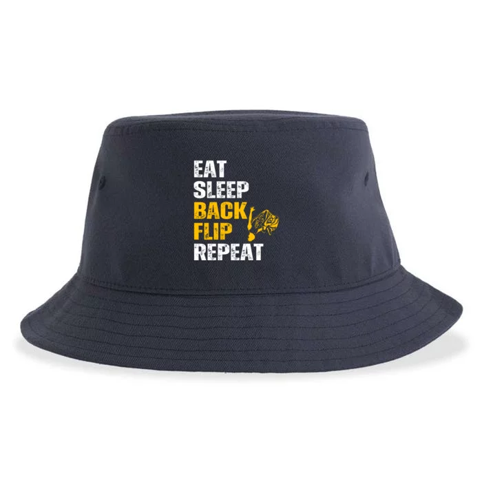 Eat Sleep Back Flip Repeat Acrobat Gymnastics Gift Sustainable Bucket Hat