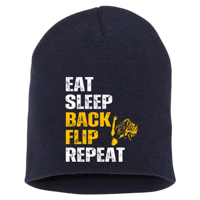 Eat Sleep Back Flip Repeat Acrobat Gymnastics Gift Short Acrylic Beanie