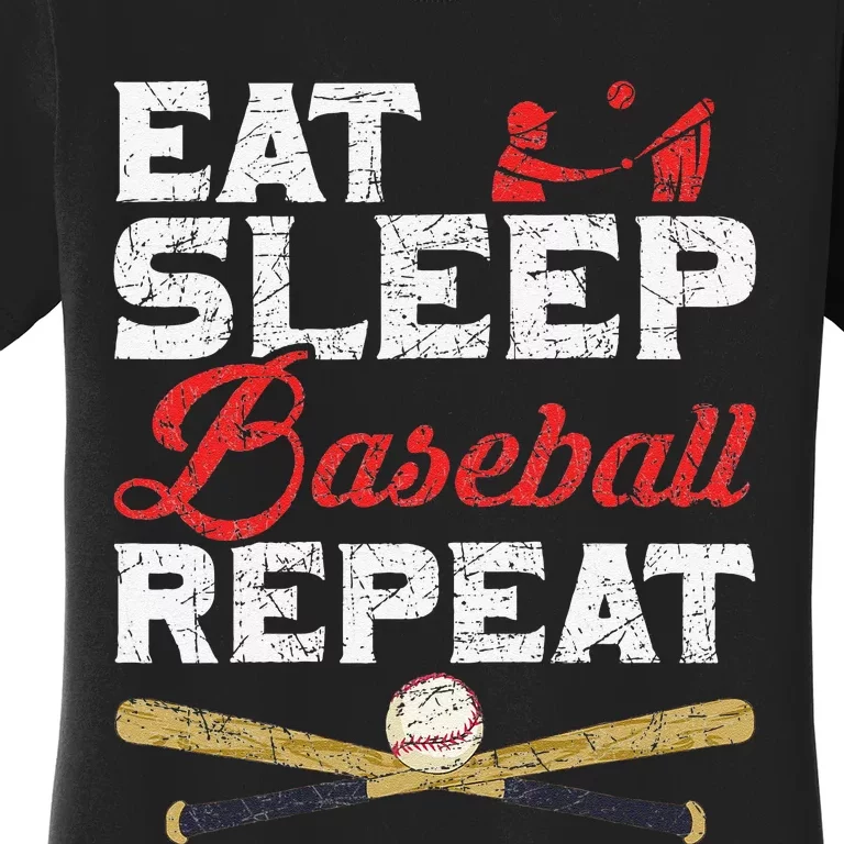 Eat Sleep Baseball Repeat Catcher Pitcher Baseball Women's T-Shirt